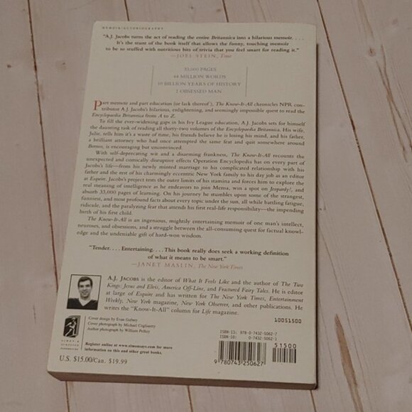 3/$13 The Know-It-All By A.J.jacobs Adult Non Fiction Book - Picture 4 of 5